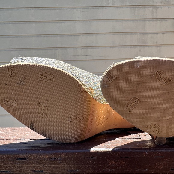 USED Enzo Angiolini Gold Silver Glitter Heels - Picture 5 of 5